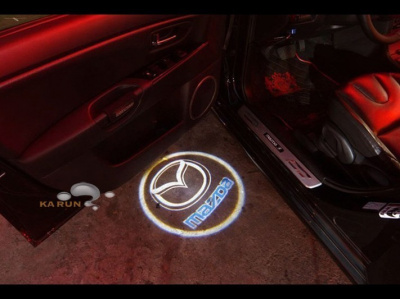 Лазерная подсветка Welcome со светящимся логотипом TRD в черном металлическом корпусе, комплект 2 шт.